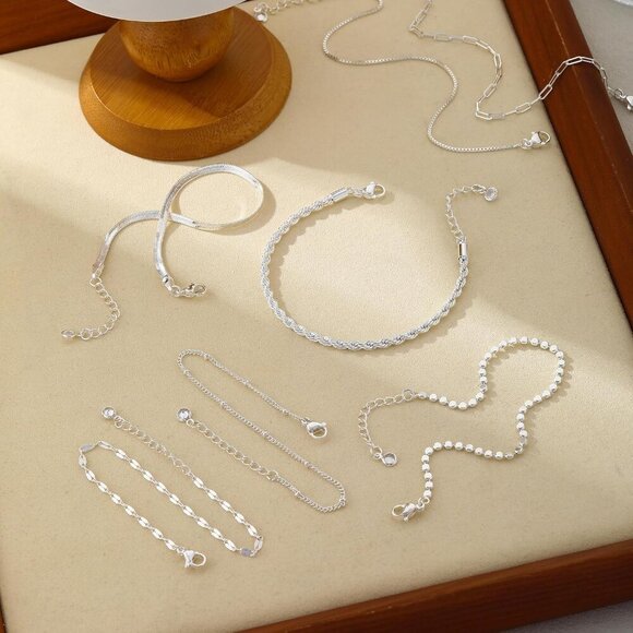 🆕 Sufope Dainty Laying Bracelets Women Silver 14K Adjustable Stackable jewelry - Picture 5 of 6